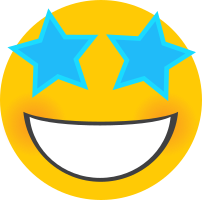 Emoticono Cara sonriente  con estrellas en los ojos